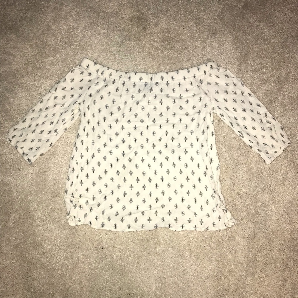 Off The Shoulder Cream Patterned Top - image 2